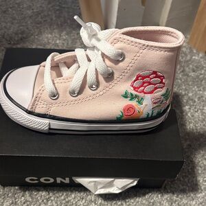Converse Kids Light Pink Embroidered Sneakers